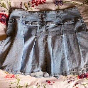 Denim Pleated Skirt